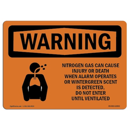 Signmission Safety Sign, OSHA WARNING, 18" Height, 24" Width, Nitrogen Gas Can Cause Injury, Landscape OS-WS-D-1824-L-12260